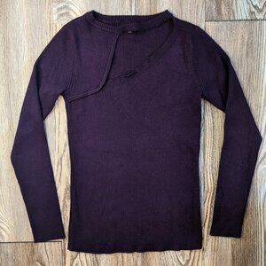 Cyrus Mauve Sweater | Pullover | Asymmetrical Neckline | XS | Ribbed | Purple